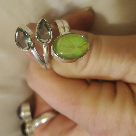 New Triplet Opal and Blue Topaz Adjustable 925 Silver Ring. - Picture 6 of 7